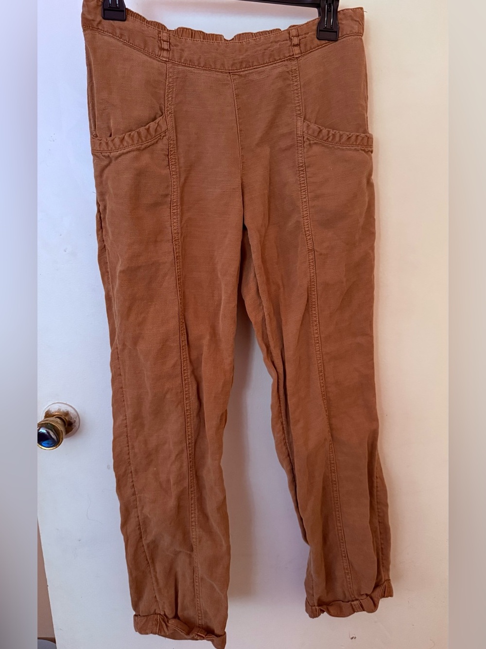 Casual Elastic Waist Women’s Pants - Brown